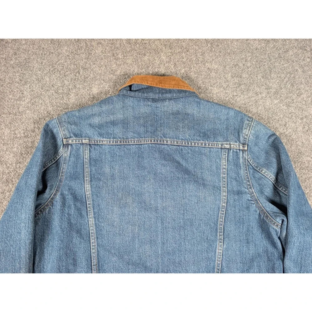 Wallace & Banes Denim Jean Jacket Mens Medium Blanket Lined‎ Corduroy Collar
